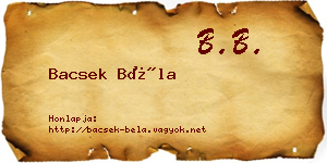 Bacsek Béla névjegykártya